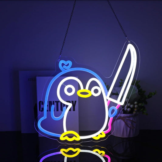 Penguin Neon Sign Led Neon Lights Neon Signs for Wall Decor Light Up Sign for Birthday Party Club Gift