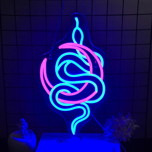 Snake Moon Neon Sign Led Neon Lights Neon Signs for Wall Decor Light Up Sign for Birthday Party Club Gift