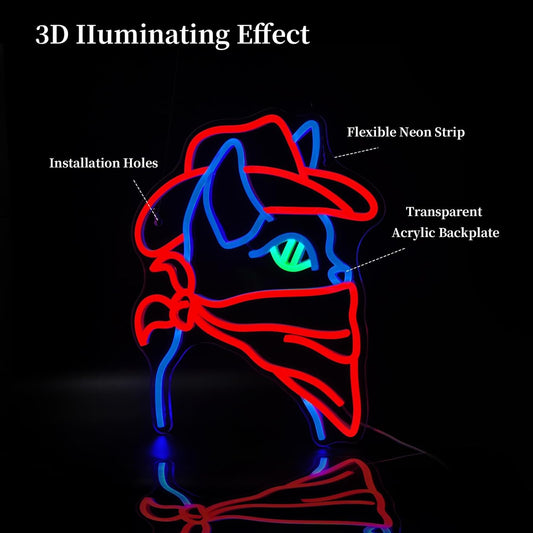 Cowboy Cat Neon Sign Led Neon Lights Neon Signs for Wall Decor Light Up Sign for Birthday Party Club Gift