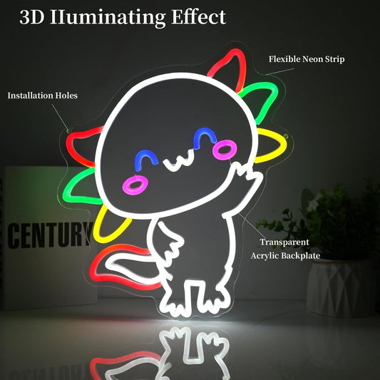 Axolotl Neon Sign Led Neon Lights Salamander Signs for Wall Decor Light Up Sign for Birthday Party Club Gift