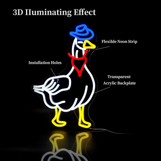 Cowboy Goose Neon Sign Led Neon Lights Neon Signs for Wall Decor Light Up Sign for Birthday Party Club Gift