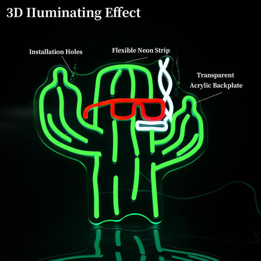 Cactus Neon Sign Led Neon Lights Neon Signs for Wall Decor Light Up Sign for Birthday Party Club Gift