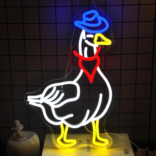 Cowboy Goose Neon Sign Led Neon Lights Neon Signs for Wall Decor Light Up Sign for Birthday Party Club Gift