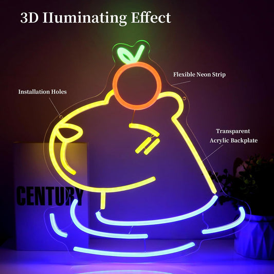 Capybara Neon Sign Led Neon Lights Neon Signs for Wall Decor Light Up Sign for Birthday Party Club Gift