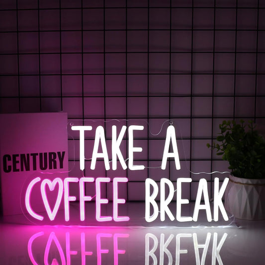 Take A Coffee Break Neon Sign Led Neon Lights Neon Signs for Wall Decor Light Up Sign for Birthday Party Club Gift