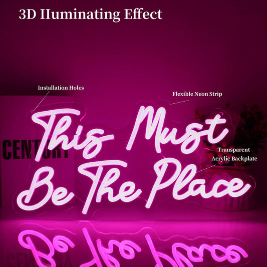 This Must Be the Place Neon Sign Led Neon Lights Neon Signs for Wall Decor Light Up Sign for Birthday Party Club Gift