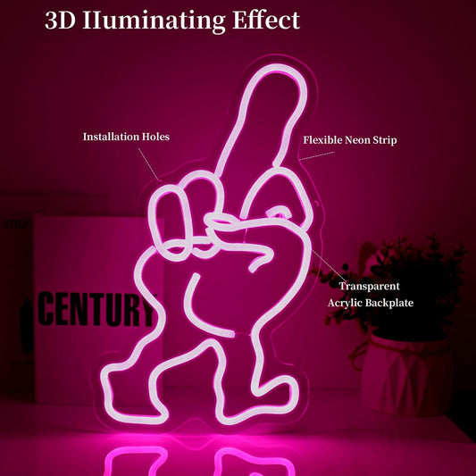 Finger Neon Sign Led Neon Lights Neon Signs for Wall Decor Light Up Sign for Birthday Party Club Gift